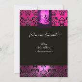 SWEET 16 PARTIJ, VIOLET FUCHSIA BLACK DAMASK KAART (Achterkant)