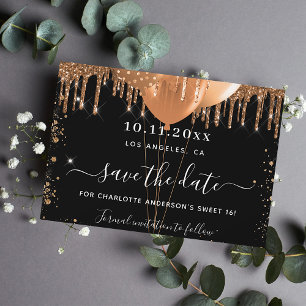 Sweet 16-partijenzwarte goudballonnen save the date