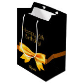 Sweet 16-partijenzwarte goudboegnaam medium cadeauzakje (Voorkant Gekanteld)