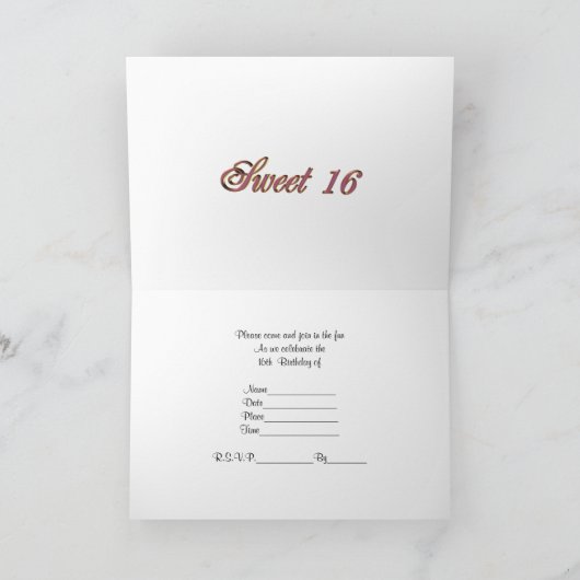 Sweet 16-partijuitnodiging roze orchideeën (Binnen)