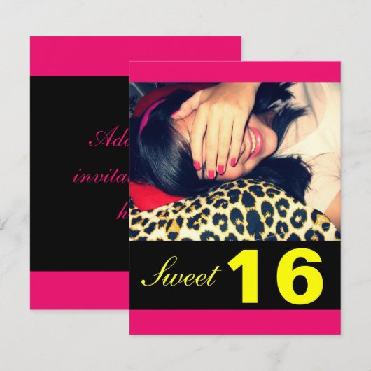 Sweet 16-partijuitnodigingen kaart (Voorkant / Achterkant)