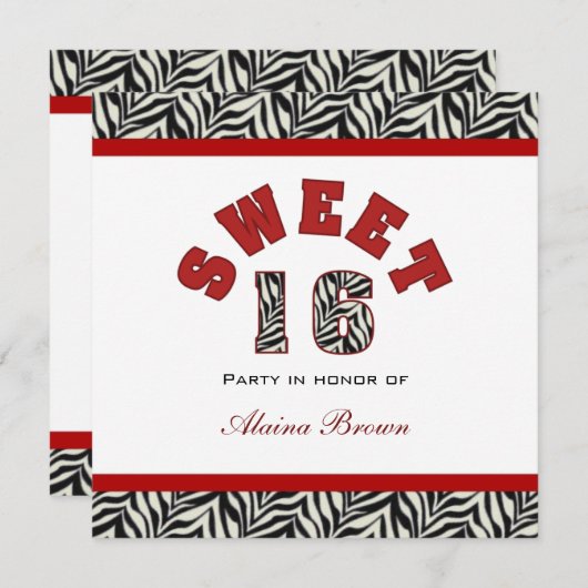 Sweet 16-partijuitnodigingen kaart (Voorkant / Achterkant)