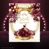 Sweet 16 Party Achtergrond Bourgondische jurk Glit Wandkleed