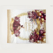 Sweet 16 Party Achtergrond Bourgondische jurk Glit Wandkleed (Voorkant (horizontaal))