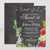 Sweet 16 Party Aloha Tropical Lights Invite Kaart (Voorkant / Achterkant)