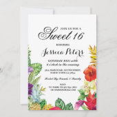 Sweet 16 Party Aloha Tropical Luau Tiki Invite Kaart (Voorkant)