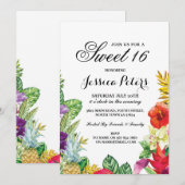 Sweet 16 Party Aloha Tropical Luau Tiki Invite Kaart (Voorkant / Achterkant)