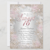 Sweet 16 Party Beige roze Silver Winter Wonderland Kaart (Voorkant)