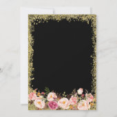 Sweet 16 Party - Black Gold Glitters Pink Floral Kaart (Achterkant)