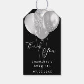 Sweet 16 party Black Silver Ballon bedankt Cadeaulabel (Voorkant)