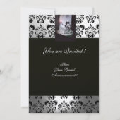 SWEET 16 PARTY BLACK & WHITE DAMASK Champagne Kaart (Achterkant)