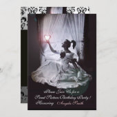 SWEET 16 PARTY BLACK & WHITE DAMASK Champagne Kaart (Voorkant / Achterkant)