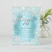 Sweet 16 Party Blauwgroen blue Silver Winter Wonde Kaart (Staand voorkant)
