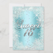 Sweet 16 Party Blauwgroen blue Silver Winter Wonde Kaart (Achterkant)