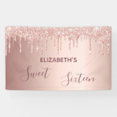 Sweet 16-party blush roos gouddruppels spandoek (Horizontaal)