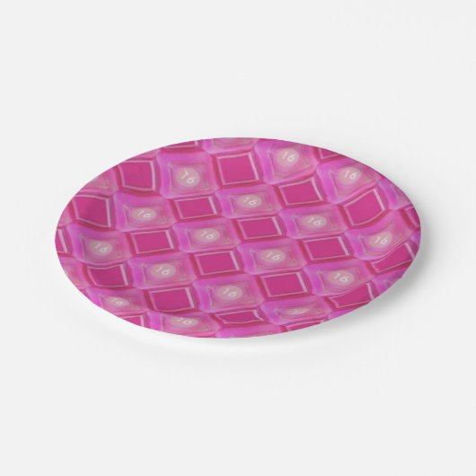 Sweet 16 Party, Borden van roze papier Papieren Bordje (Gekanteld)