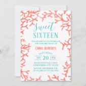 Sweet 16 Party Elegant Beach Coral Reef Birthday Kaart (Voorkant)