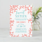Sweet 16 Party Elegant Beach Coral Reef Birthday Kaart (Staand voorkant)