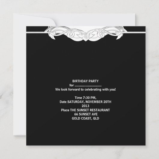 Sweet 16 Party Elegant Black White Leopard Kaart (Achterkant)