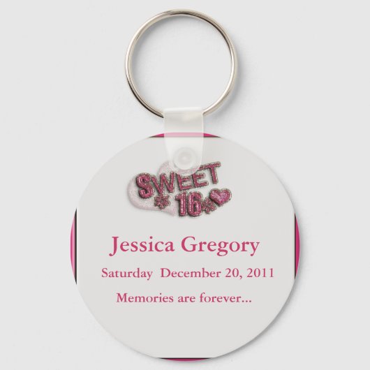 Sweet 16 Party Favors Sleutelhanger (Voorkant)
