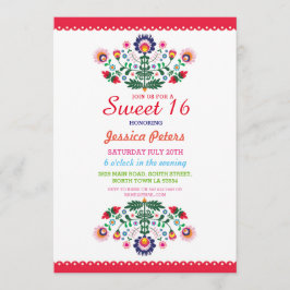 Sweet 16 Party Floral Fiesta Mexican Birthday Kaart