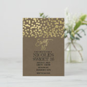 Sweet 16 Party Gold Foil Modern Chic Rustic Kraft Kaart (Staand voorkant)