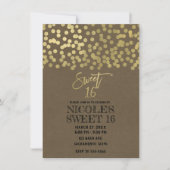Sweet 16 Party Gold Foil Modern Chic Rustic Kraft Kaart (Voorkant)