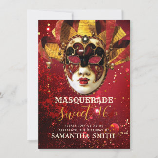 Sweet 16 Party Gold Maskerade Masker Kaart