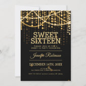 Sweet 16 Party Gold String Lights Kaart (Voorkant)