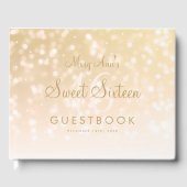 Sweet 16 Party Guestbook Gold Bokeh Sparkle Lights Gastenboek (Voorkant)