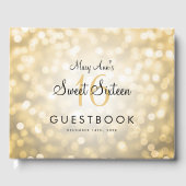 Sweet 16 Party Guestbook Gold Glitter Lights Gastenboek (Voorkant)