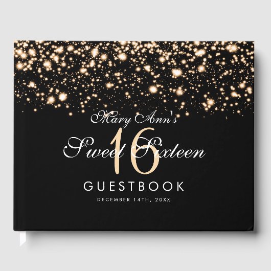 Sweet 16 Party Guestbook Midnight Glam Gold Gastenboek (Voorkant)