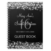 Sweet 16 Party Guestbook Party Sparkles Silver Notitieboek (Voorkant)