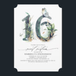 Sweet 16 Party Invitation - Groen en Goud Kaart<br><div class="desc">Groen en gouden gebladerte zoete 16e verjaardag uitnodigingen</div>