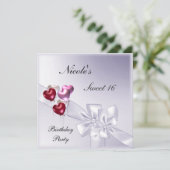 Sweet 16 Party Invitation Mauve red ballons Kaart (Staand voorkant)