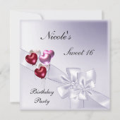 Sweet 16 Party Invitation Mauve red ballons Kaart (Voorkant)