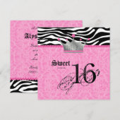 Sweet 16 Party leopard Zebra Lace Crown Kaart (Voorkant / Achterkant)