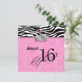 Sweet 16 Party leopard Zebra Lace Crown Kaart (Staand voorkant)