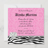 Sweet 16 Party leopard Zebra Lace Heart Diamond Kaart (Achterkant)
