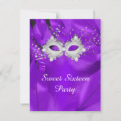 Sweet 16 Party Mask Paars Silver Masquerade Kaart (Achterkant)