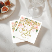 Sweet 16 Party Napkins Blush Pink Butterfly Floral Servet