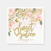 Sweet 16 Party Napkins Blush Pink Butterfly Floral Servet (Voorkant)