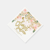 Sweet 16 Party Napkins Blush Pink Butterfly Floral Servet (Hoek)