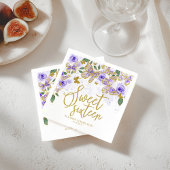 Sweet 16 Party Napkins Paarse Butterfly Floral Servet