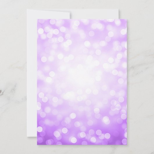 Sweet 16 Party Paarse Glitter Lights Save The Date (Achterkant)