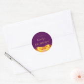 Sweet 16 party paarse gouden boog save the date ronde sticker (Envelop)