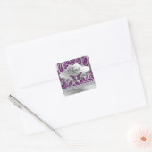 Sweet 16 Party Paarse juwelenvlinder Vierkante Sticker (Envelop)