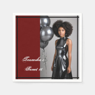 Sweet 16 Party Papier servet Rood Zwart