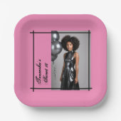 Sweet 16 Party Papier servet Roze Zwart Papieren Bordje (Voorkant)
