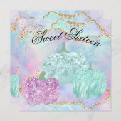 Sweet 16 Party Pumpkin Pastel Glitter Glam Kaart (Voorkant / Achterkant)